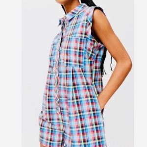 NWOT Urban Outfitters Shorts Plaid Madras Romper Jumper Jumpsuit SZ S-P